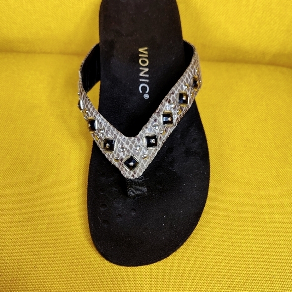 VIONIC Women's Rest Floriana Grey Snake Orthotic Flip Flop Thong Sandals Size 8 - Picture 5 of 9